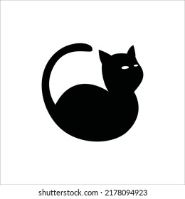 black cat logo template. perfect use for animal food business. cat sign and symbol. vector illustration.