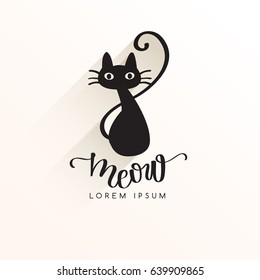 Black Cat Logo Template : Vector  Illustration