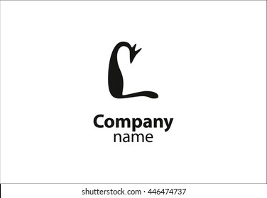 Black cat logo with text on white background. Black cat logo on white background with text. Vector cat illustration. Vector black cat. Sadness cat.