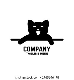 Black cat logo. Vector illustration