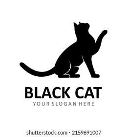 plantilla vectorial del logotipo de gato negro