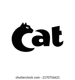 Black Cat logotype. Cat vector template