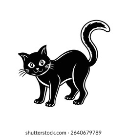 A black cat is looking for something