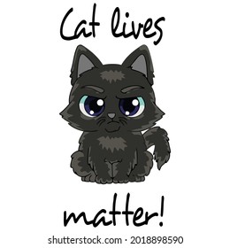 black cat lover kitty lives matter idea retro art ank art op vector design illustration print poster