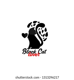black cat lover logo for pet shop sign or author company