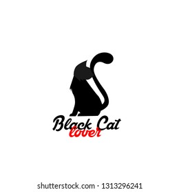 black cat lover logo for pet shop sign or author company