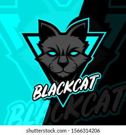 black cat mascot esport logo design