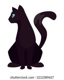 Black Cat Mascot Seated Character