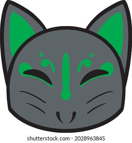 Black Cat Mask with Green Pattern