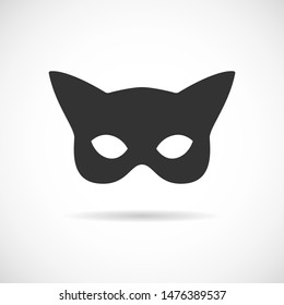 Black cat mask vector icon. Simple  silhouette isolated on white background