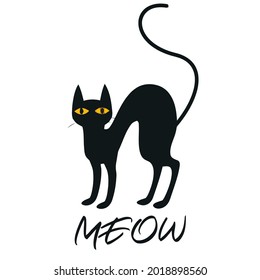 black cat meow cat lover art ank art op design vector illustration for use in design and print poster canvas