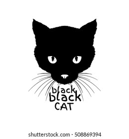 black black cat, monochrome silkscreen print, animal print