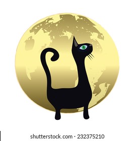 Black cat with moon
