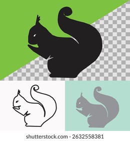Black cat and mouse vector silhouette illustration