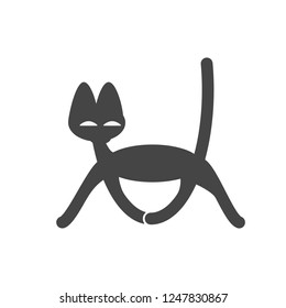  Black Cat moving and Looking away. It is isolated on a white background. Vector Logo Laconic Symbol for Icons, Logos, Badges, and Emblems.