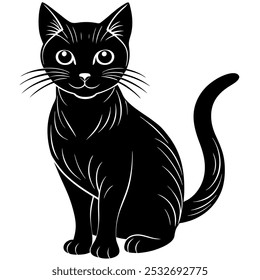  black cat with nice look vector Silhouette 