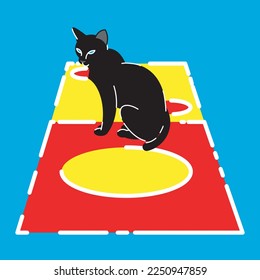 a black cat on a domino card vector design