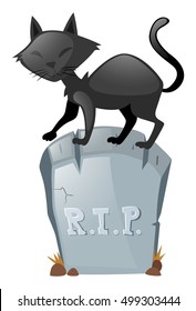 Gato negro en la tumba