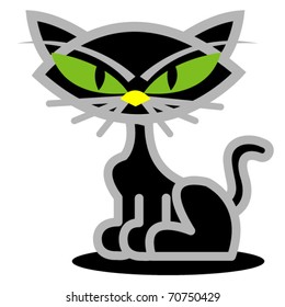 Black cat on Halloween clip art in vector format.