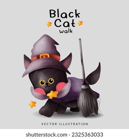 Black Cat auf Halloween Night Walk
- Verzaubernde Witchcraft Aquarell Kunst