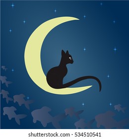 Black cat on the moon