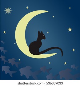 Black Cat On The Moon