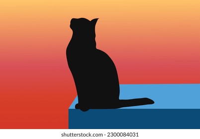 Black cat on the roof vector arts