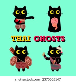black cat on thai ghost costume collection
