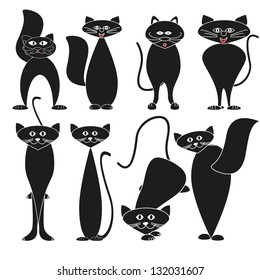 Black cat on a white background