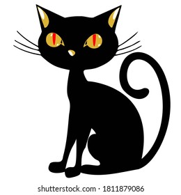 black cat on white background, vector, eps 10