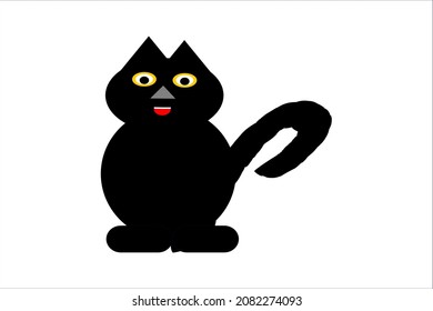 black cat on white background