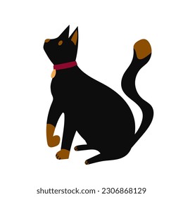 Black cat on a white background. Vector illustration. Flat style.