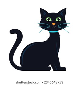 schwarze Katze auf weißem Hintergrund
