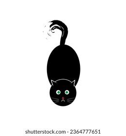 Black cat on a white background. Fashion graphic design flat element. Colorful template for prints, card, poster, t shirt. Vector illustration.