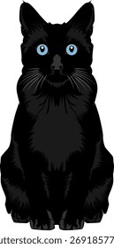 Um gato preto sobre fundo branco. A ilustração é simples e organizada.
