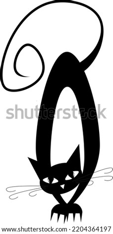 black cat on white background, cute kitten, sticker. Pussycat. Cat for tattoo. Cat for halloween