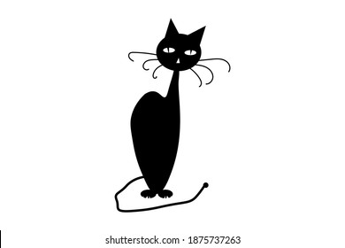 black cat on white background.silhouette.vector illustration.