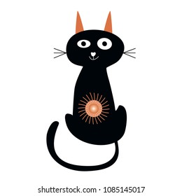 Black cat with orange ears