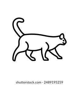 Icono de contorno de gato negro, Ilustración vectorial