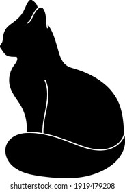 Black Cat Outline Shadow Sign Shape 