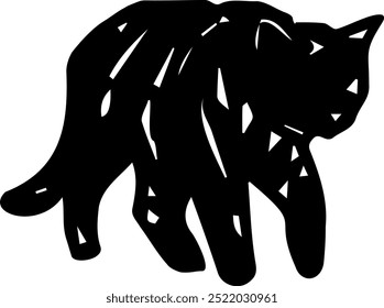 Black cat outline silhouette for graphic design