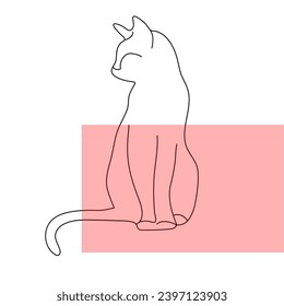 black cat outline sitting looking to the side