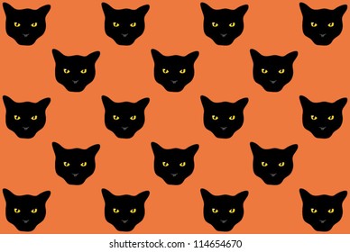 black cat pattern on orange background