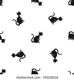 Black cat pattern repeat seamless in black color for any design. Vector geometric illustration