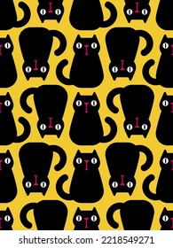 Black cat Pattern seamless. Pet Background. Baby fabric texture