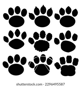 black, cat, paw, foot, print, Black silhouette of seal paw, isolated. Desiqkn