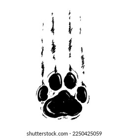 Black cat paw print leg foot. Claws scratching animal black scratch scrape track. Cute cartoon character body part silhouette. Baby pet collection. Flat design. White background. Isolated. Vector