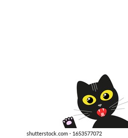 
black cat peeking in a frame card