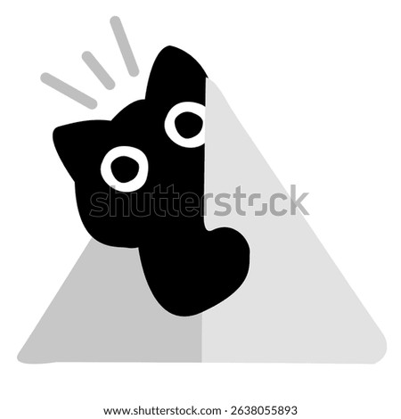 A black cat peeking out from around the corner.
