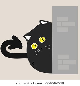 Schwarze Katze Pinkeln aus der Ecke